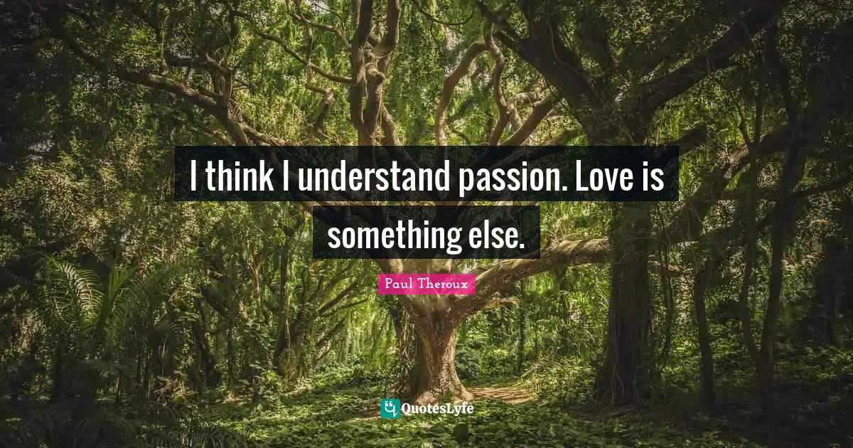 I think I understand passion. Love is something else.