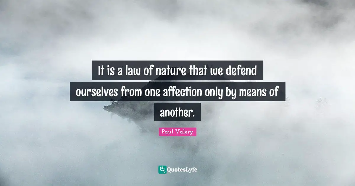 It is a law of nature that we defend ourselves from one affection only by means of another.