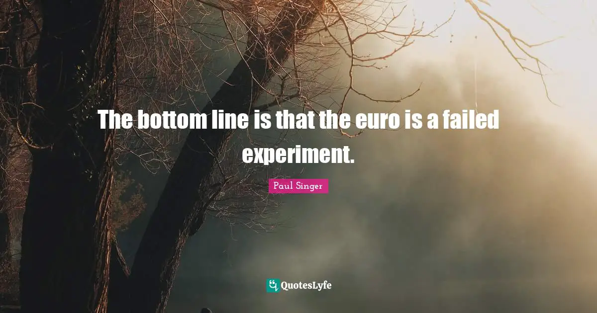The bottom line is that the euro is a failed experiment.
