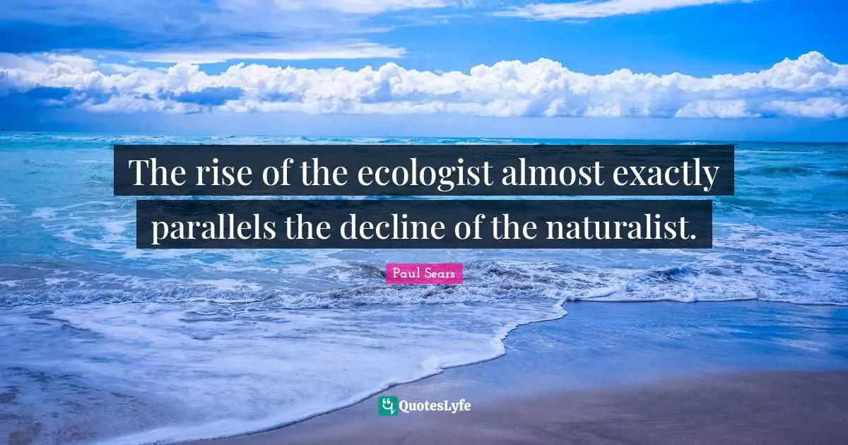 The rise of the ecologist almost exactly parallels the decline of the naturalist.