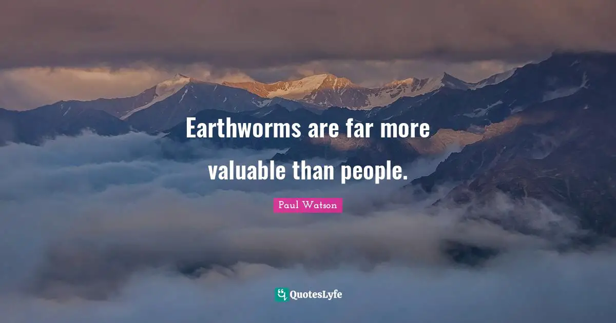Earthworms are far more valuable than people.
