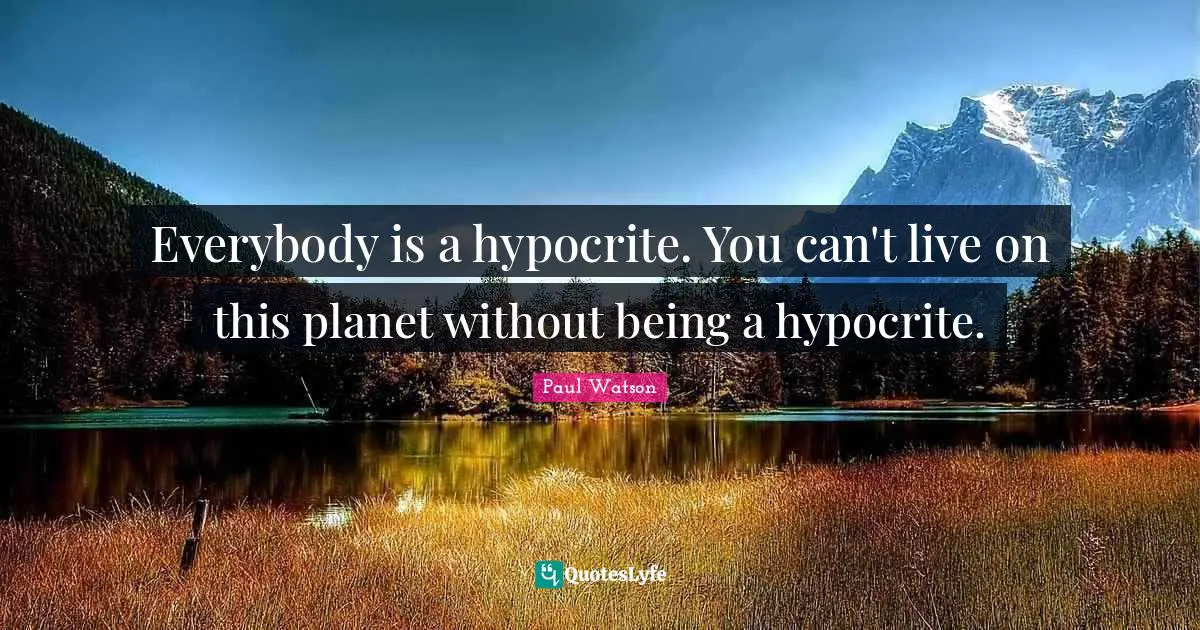 Everybody is a hypocrite. You can't live on this planet without being a hypocrite.