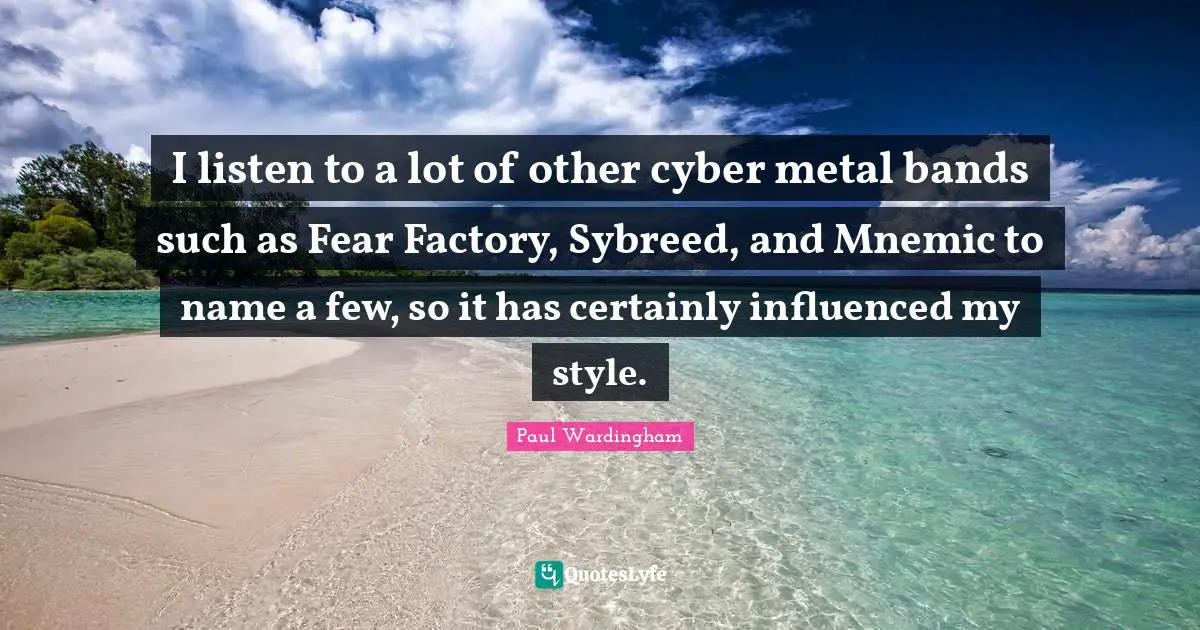 I listen to a lot of other cyber metal bands such as Fear Factory, Sybreed, and Mnemic to name a few, so it has certainly influenced my style.