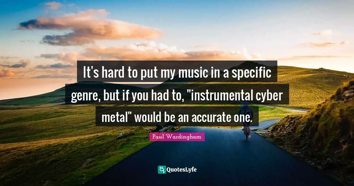 It's hard to put my music in a specific genre, but if you had to, "instrumental cyber metal" would be an accurate one.