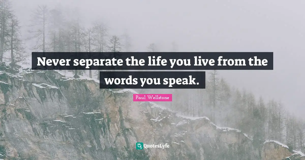 Paul Wellstone Quotes: "Never separate the life you live from the words you speak."