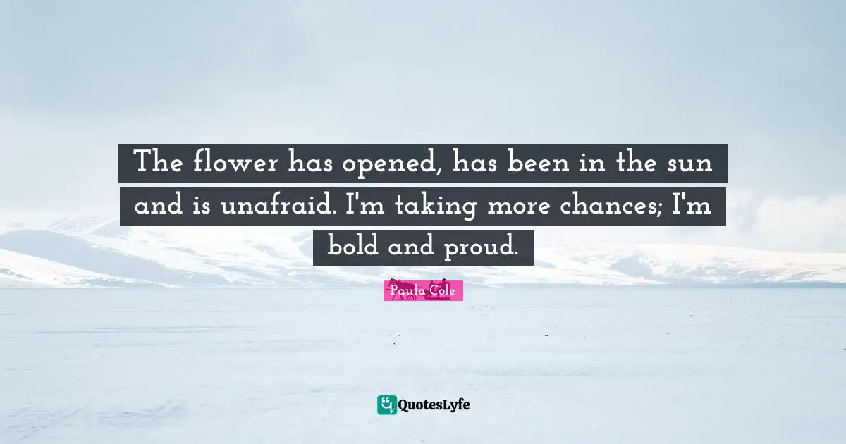 The flower has opened, has been in the sun and is unafraid. I'm taking more chances; I'm bold and proud.