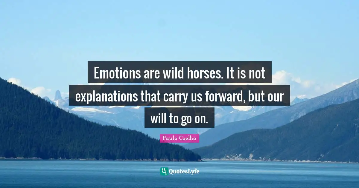 Emotions are wild horses. It is not explanations that carry us forward, but our will to go on.