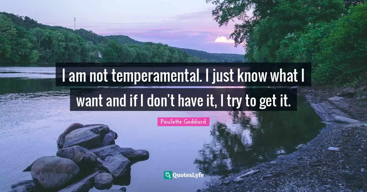 I am not temperamental. I just know what I want and if I don't have it, I try to get it.
