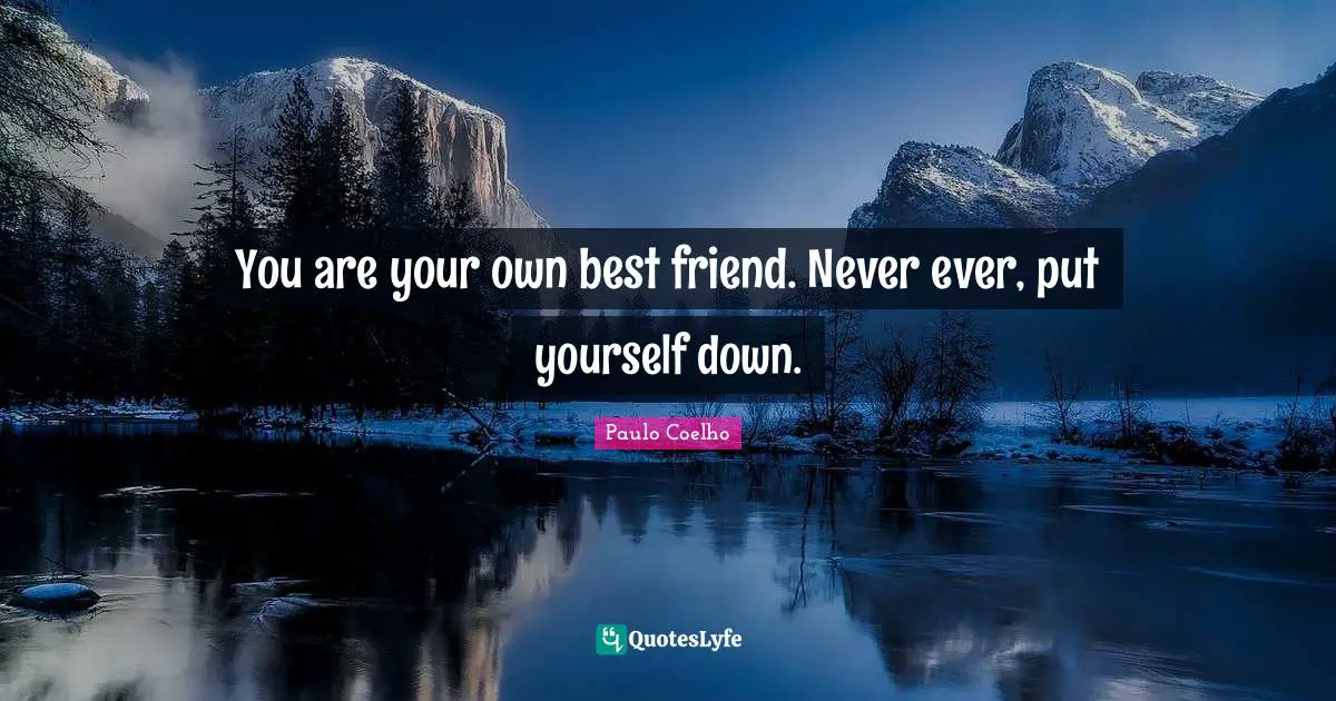 My Best Friend Quotes: "You are your own best friend. Never ever, put yourself down."