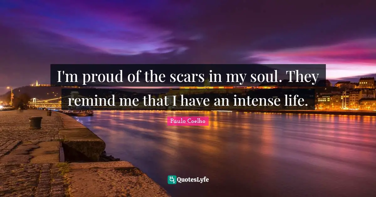 I'm proud of the scars in my soul. They remind me that I have an intense life.