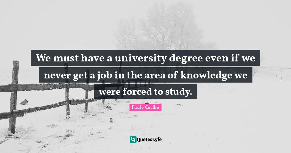 We must have a university degree even if we never get a job in the area of knowledge we were forced to study.