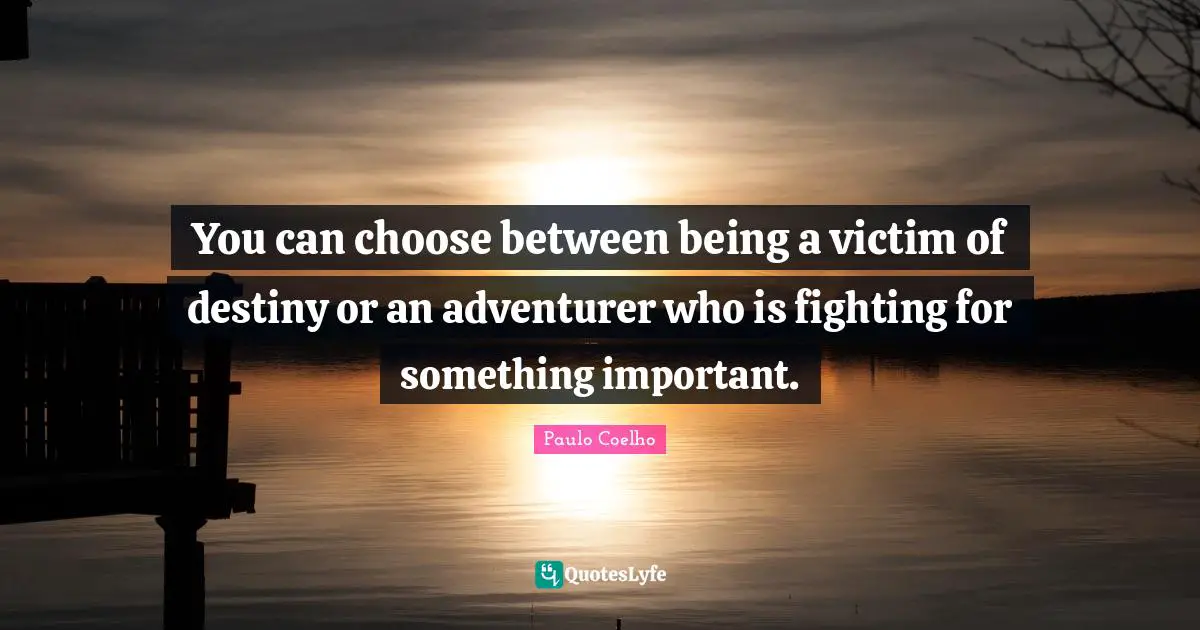 You can choose between being a victim of destiny or an adventurer who is fighting for something important.