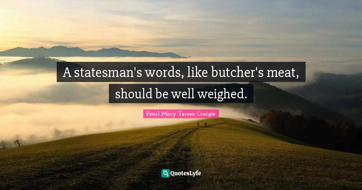 A statesman's words, like butcher's meat, should be well weighed.
