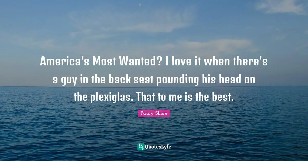 Most Wanted Quotes: "America's Most Wanted? I love it when there's a guy in the back seat pounding his head on the plexiglas. That to me is the best."