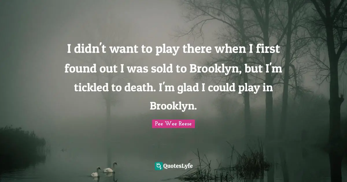 I didn't want to play there when I first found out I was sold to Brooklyn, but I'm tickled to death. I'm glad I could play in Brooklyn.