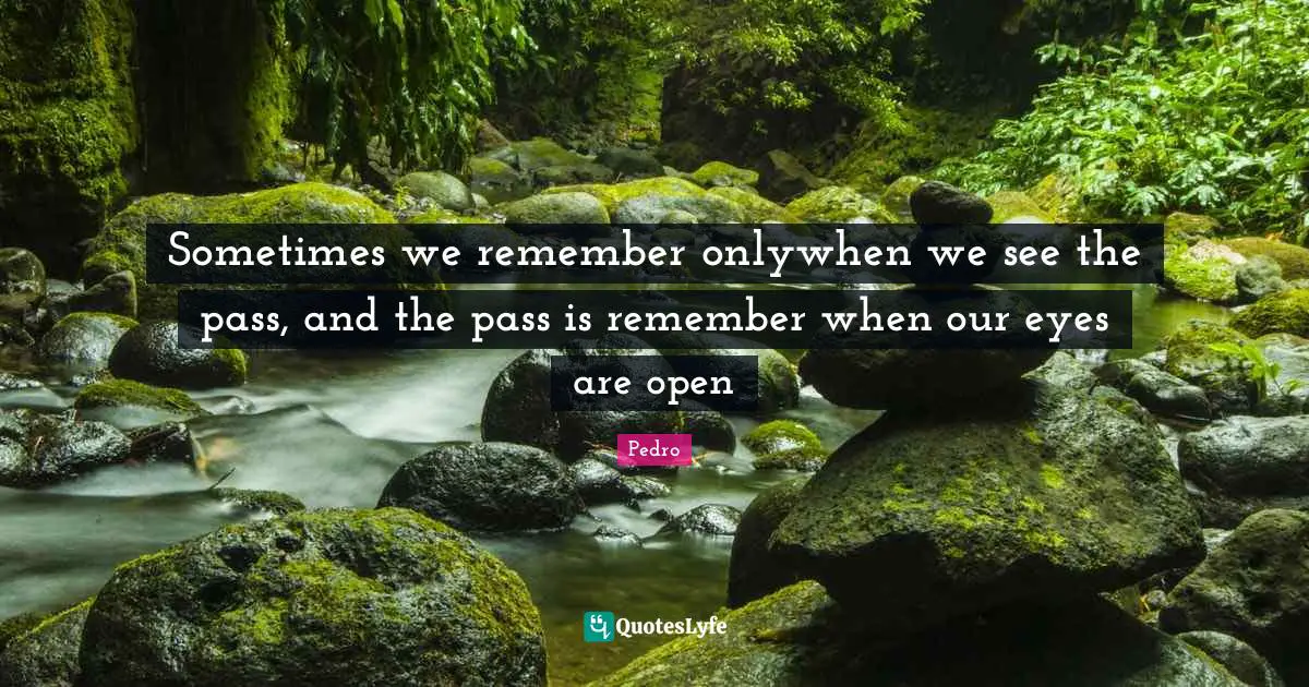 Remember When Quotes: "Sometimes we remember onlywhen we see the pass, and the pass is remember when our eyes are open"