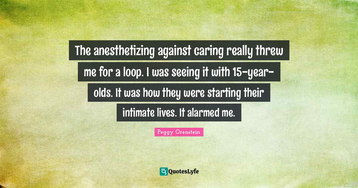 The anesthetizing against caring really threw me for a loop. I was see