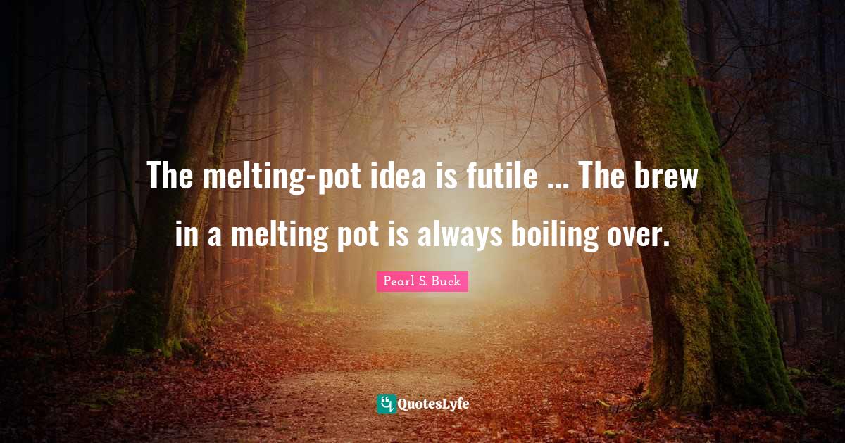 The meltingpot idea is futile The brew in a melting pot is always