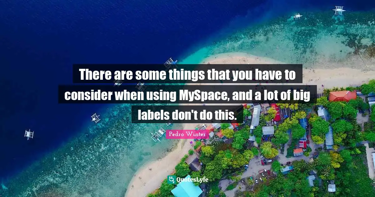 There are some things that you have to consider when using MySpace, and a lot of big labels don't do this.