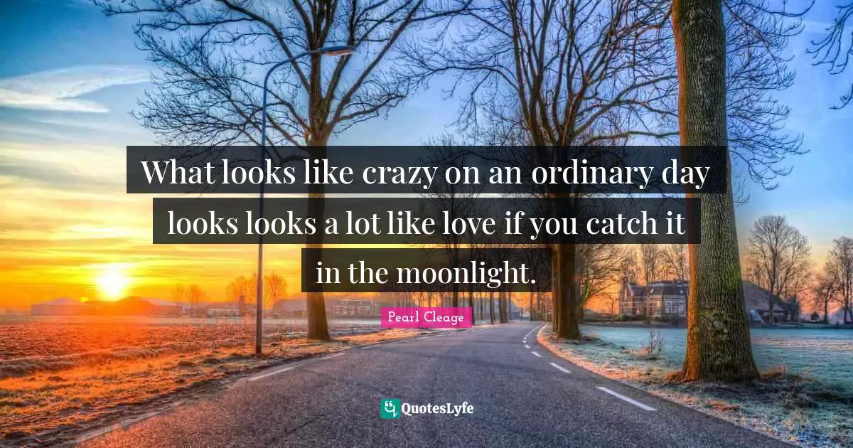 What looks like crazy on an ordinary day looks looks a lot like love if you catch it in the moonlight.