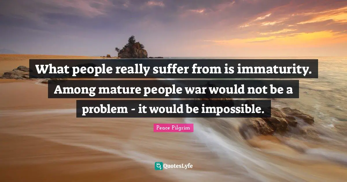 What people really suffer from is immaturity. Among mature people war would not be a problem - it would be impossible.