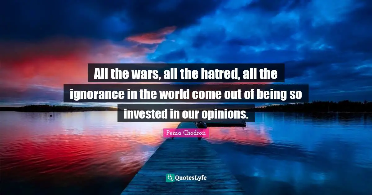 All the wars, all the hatred, all the ignorance in the world come out of being so invested in our opinions.