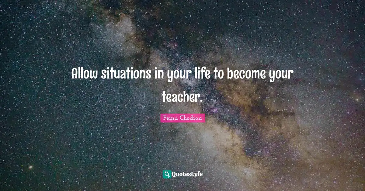 Allow situations in your life to become your teacher.