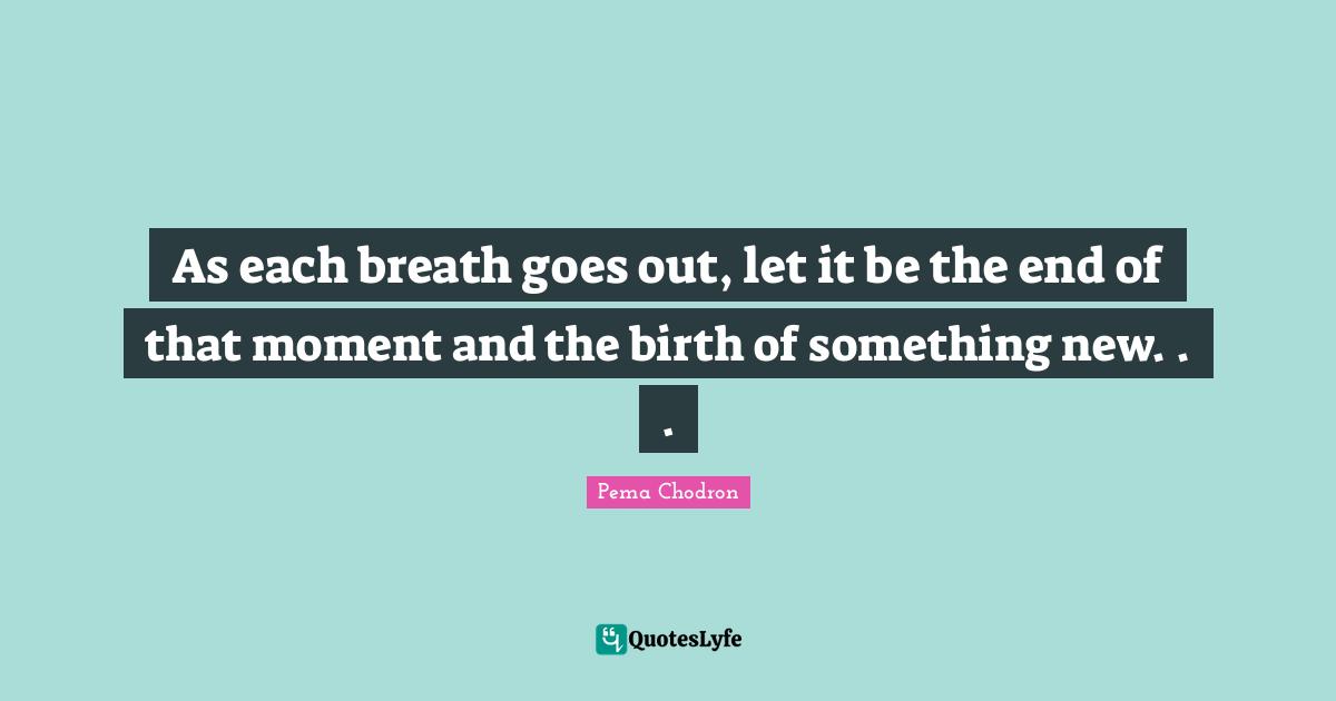 As each breath goes out, let it be the end of that moment and the birth of something new. . .