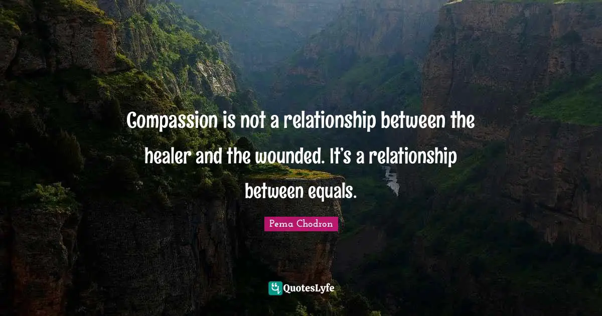 Compassion is not a relationship between the healer and the wounded. It’s a relationship between equals.