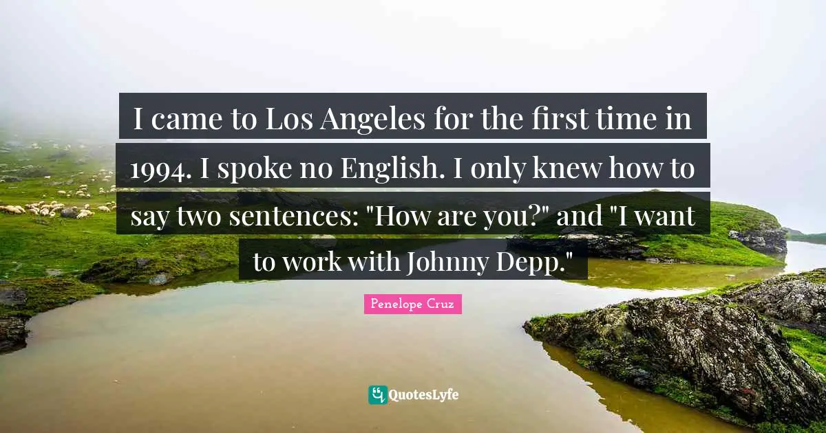 I came to Los Angeles for the first time in 1994. I spoke no English. I only knew how to say two sentences: "How are you?" and "I want to work with Johnny Depp."