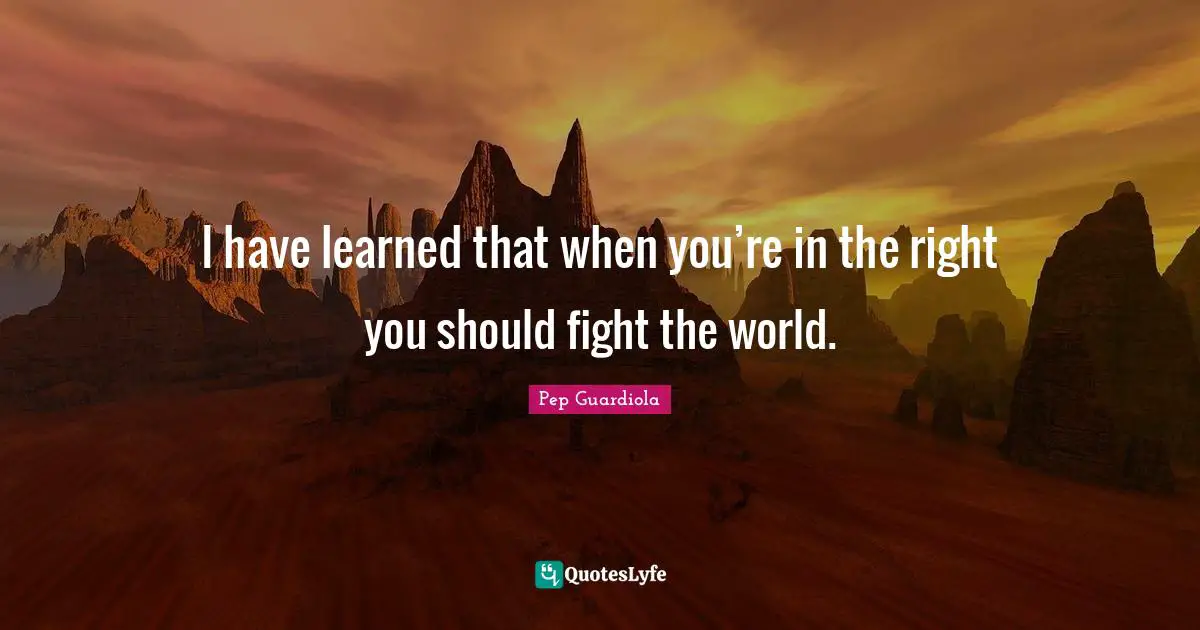 I Ve Learned Quotes: "I have learned that when you’re in the right you should fight the world."