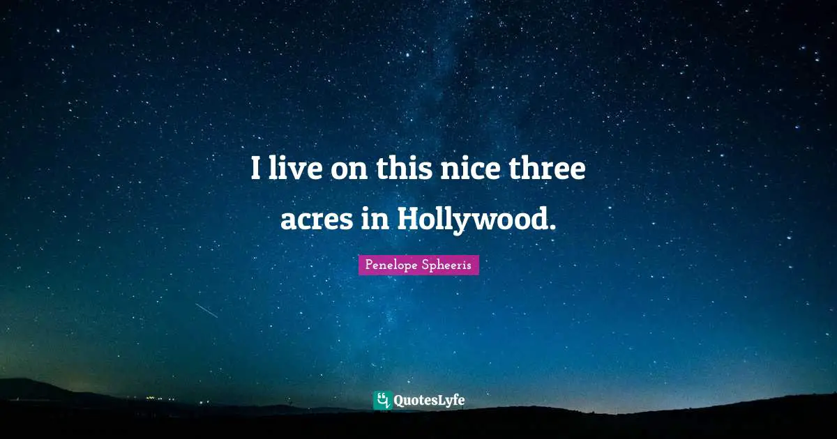 I live on this nice three acres in Hollywood.
