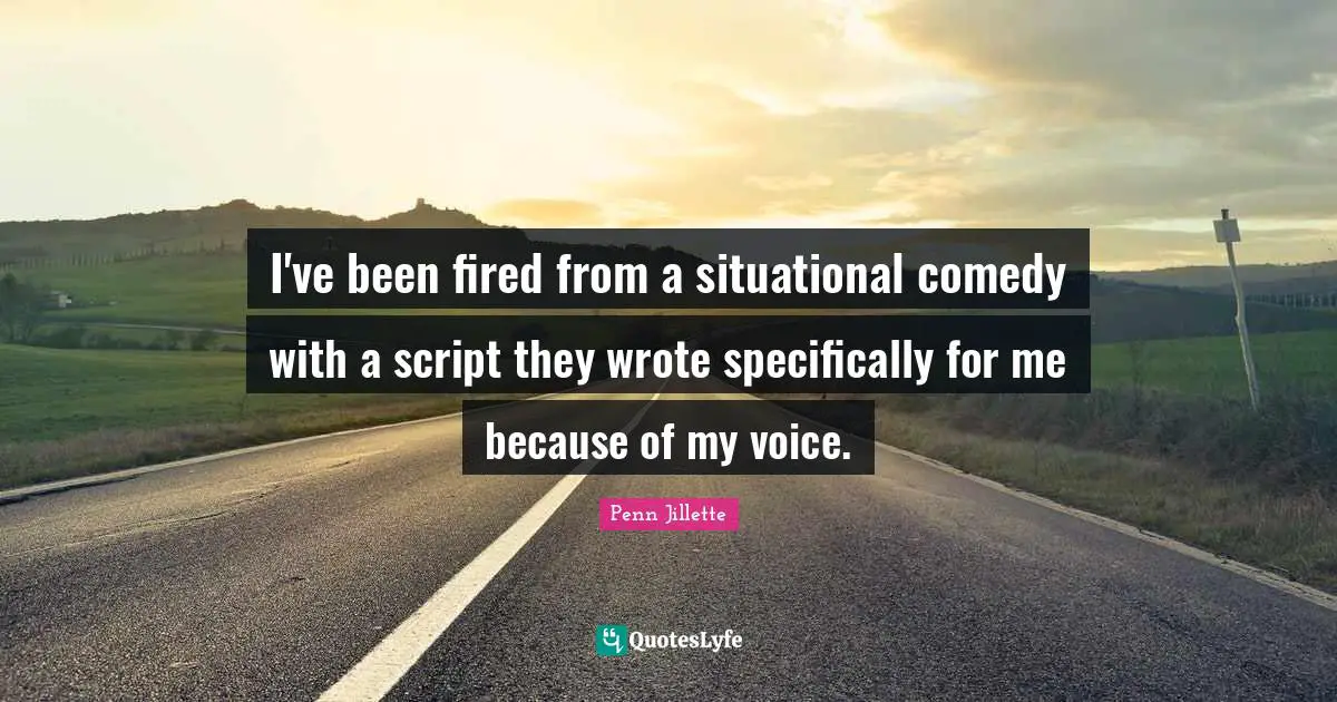 I've been fired from a situational comedy with a script they wrote specifically for me because of my voice.