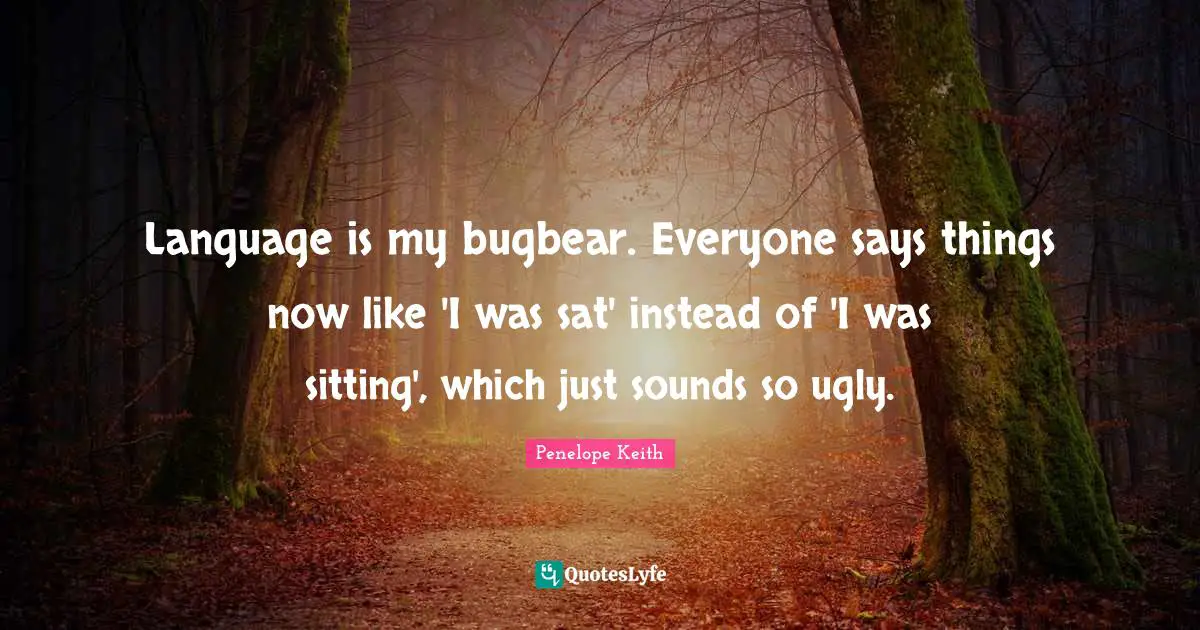 Language is my bugbear. Everyone says things now like 'I was sat' instead of 'I was sitting', which just sounds so ugly.