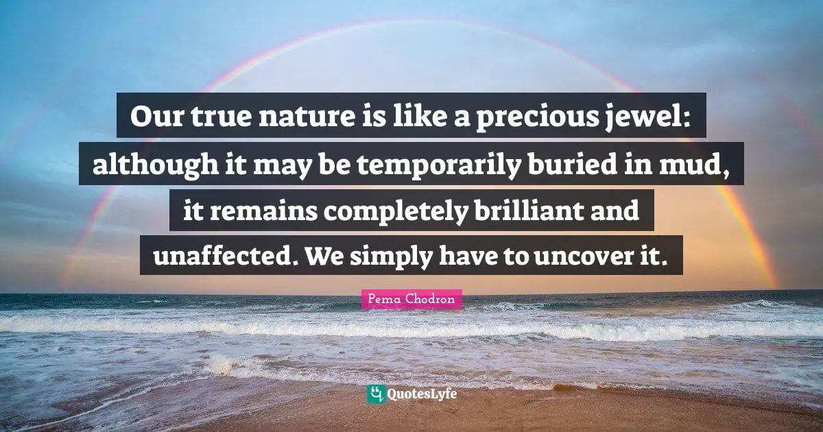 True Nature Quotes: "Our true nature is like a precious jewel: although it may be temporarily buried in mud, it remains completely brilliant and unaffected. We simply have to uncover it."
