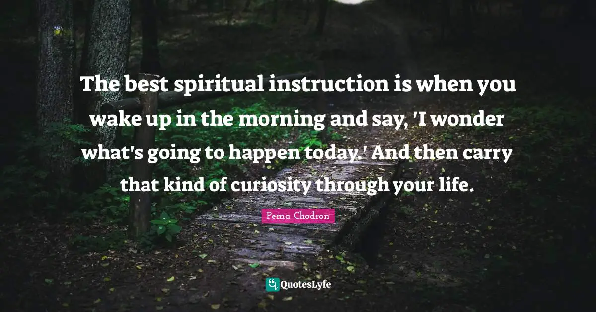 Instruction Quotes: "The best spiritual instruction is when you wake up in the morning and say, 'I wonder what's going to happen today.' And then carry that kind of curiosity through your life."