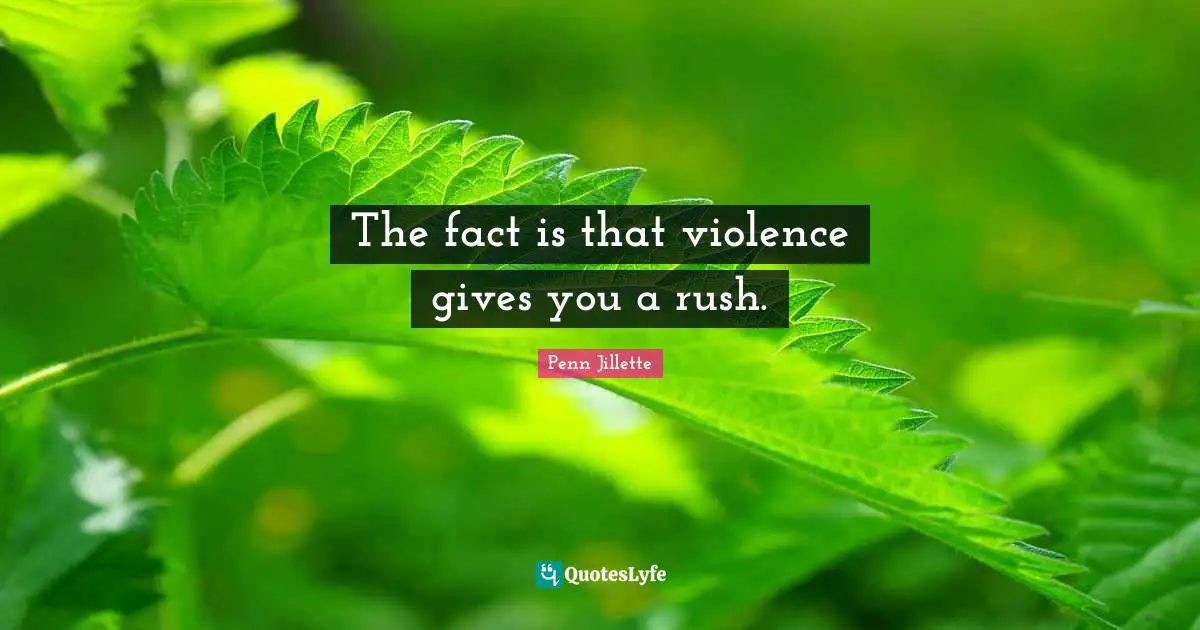 The fact is that violence gives you a rush.