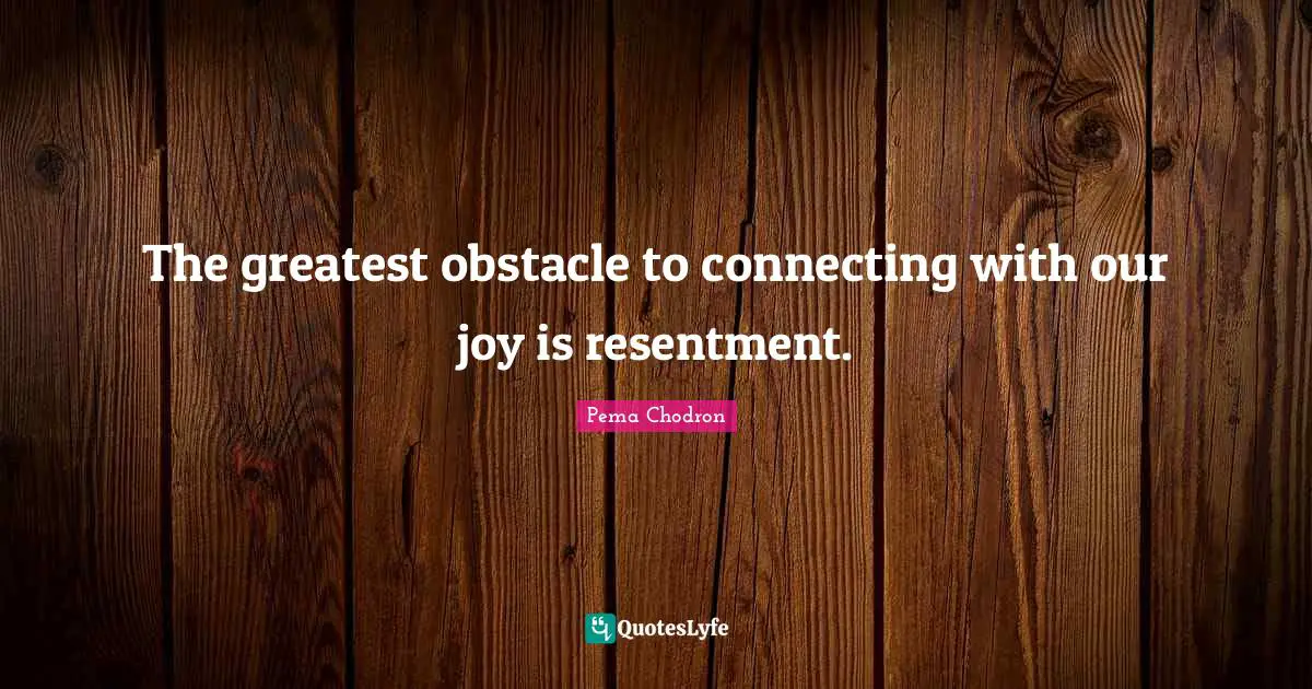 The greatest obstacle to connecting with our joy is resentment.