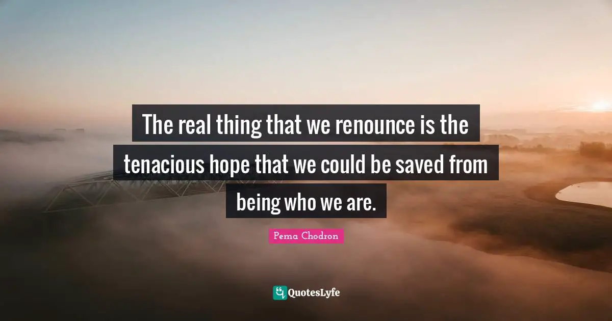 The real thing that we renounce is the tenacious hope that we could be saved from being who we are.