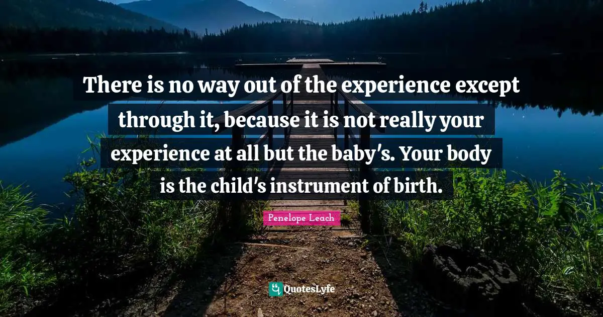 Pregnancy Quotes: "There is no way out of the experience except through it, because it is not really your experience at all but the baby's. Your body is the child's instrument of birth."