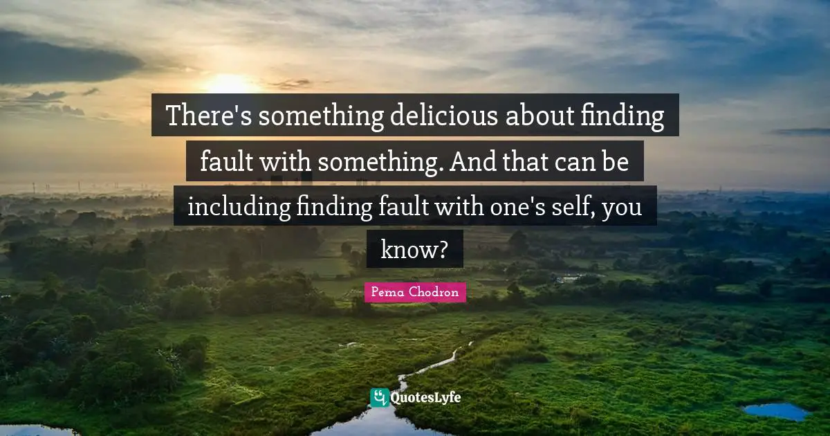 There's something delicious about finding fault with something. And that can be including finding fault with one's self, you know?