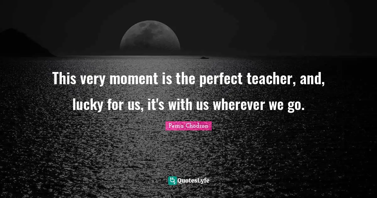 Irritation Quotes: "This very moment is the perfect teacher, and, lucky for us, it's with us wherever we go."