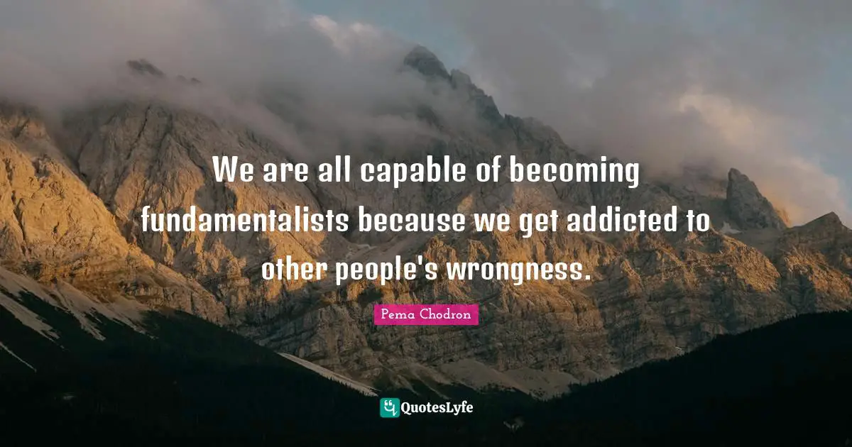 We are all capable of becoming fundamentalists because we get addicted to other people's wrongness.
