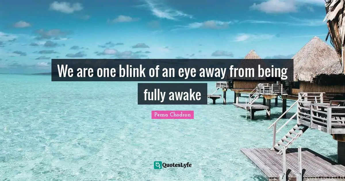 Blink Of An Eye Quotes: "We are one blink of an eye away from being fully awake"