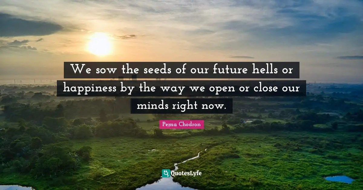 We sow the seeds of our future hells or happiness by the way we open or close our minds right now.