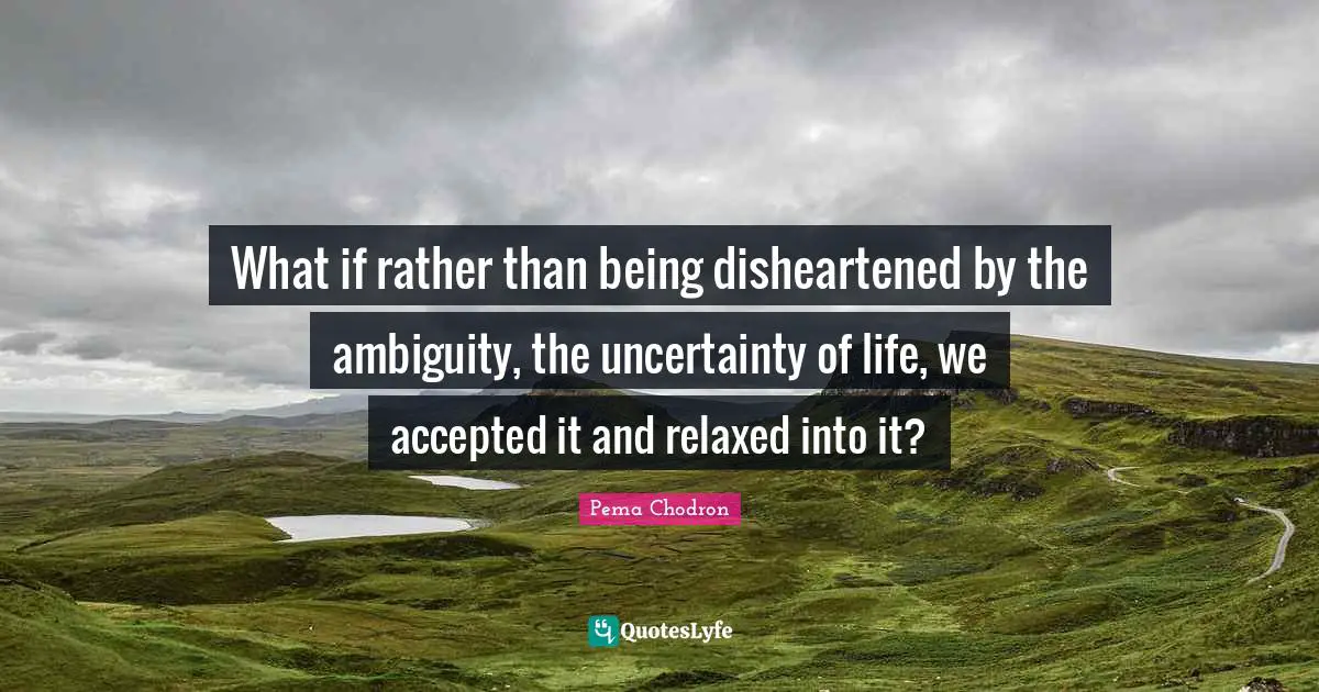 Relaxed Quotes: "What if rather than being disheartened by the ambiguity, the uncertainty of life, we accepted it and relaxed into it?"