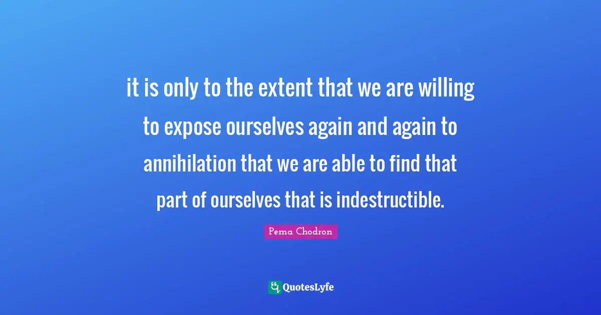 it is only to the extent that we are willing to expose ourselves again and again to annihilation that we are able to find that part of ourselves that is indestructible.