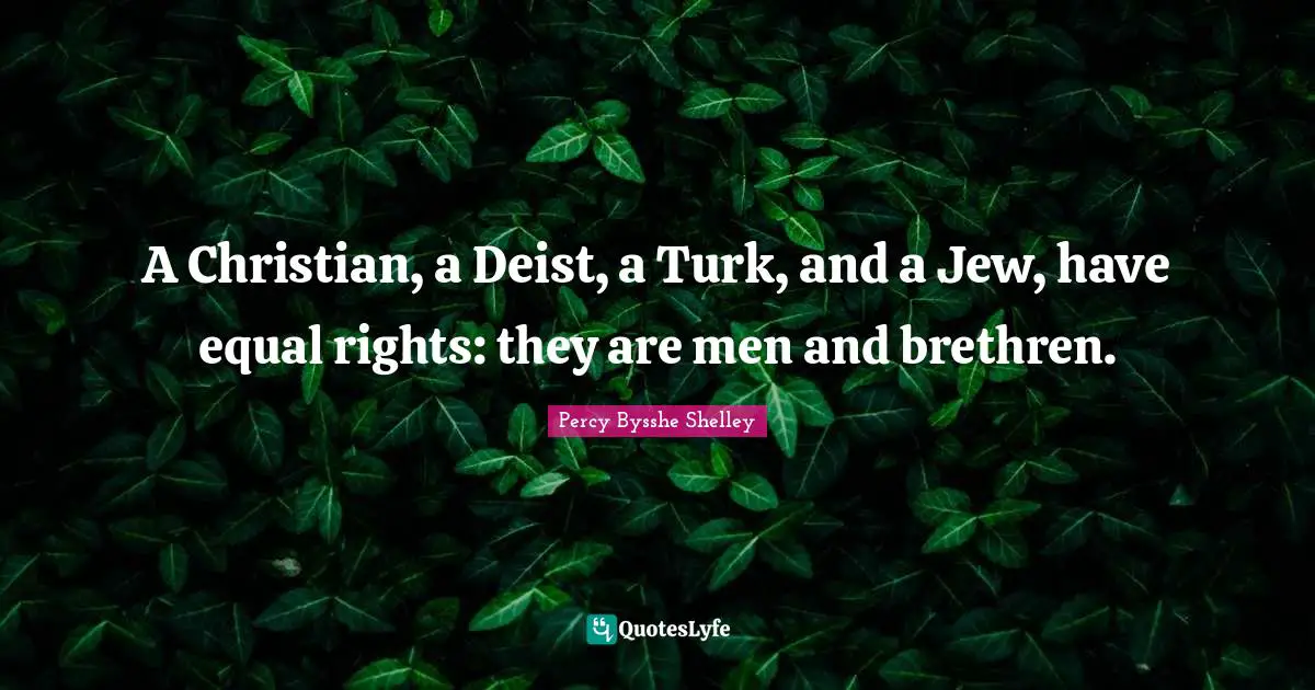A Christian, a Deist, a Turk, and a Jew, have equal rights: they are men and brethren.