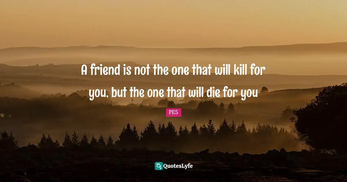 A friend is not the one that will kill for you, but the one that will die for you