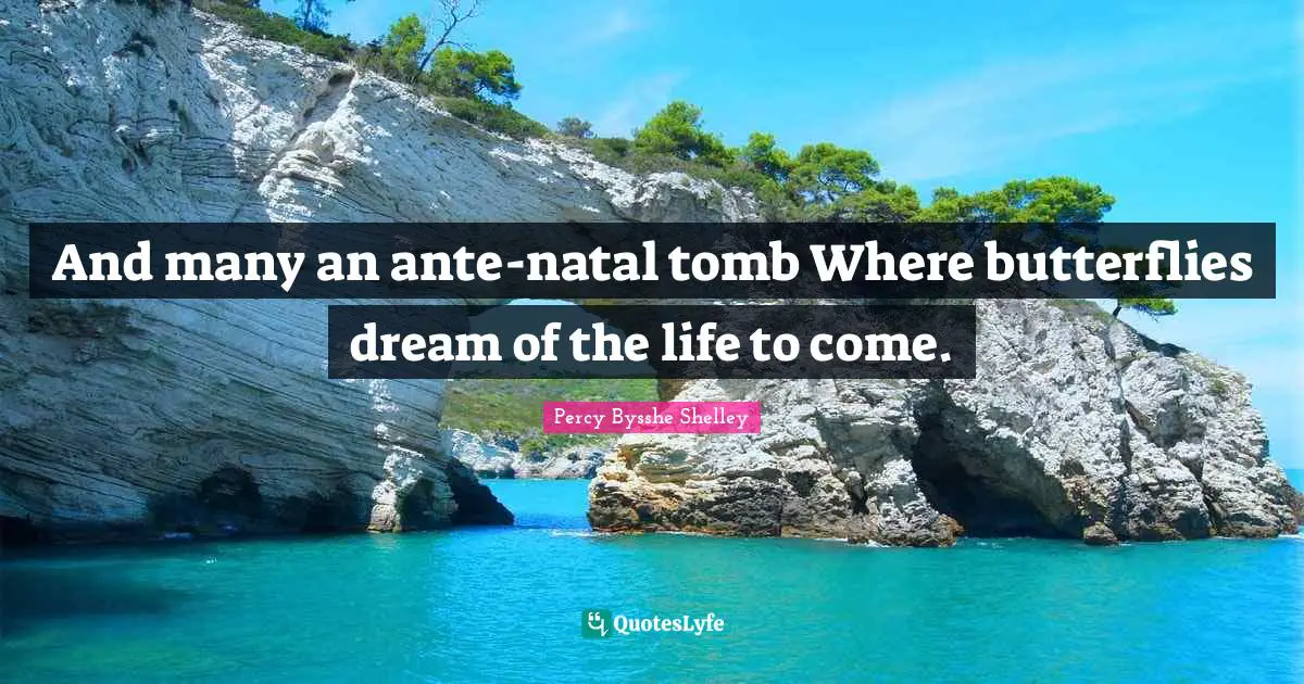 And many an ante-natal tomb Where butterflies dream of the life to come.